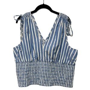 Old Navy V-Neck Tie Shoulder Smocked Tank Top Size XLarge